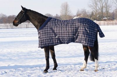 Staldeken QHP luxe met fleecekraag blauw (300gr) paardendeken