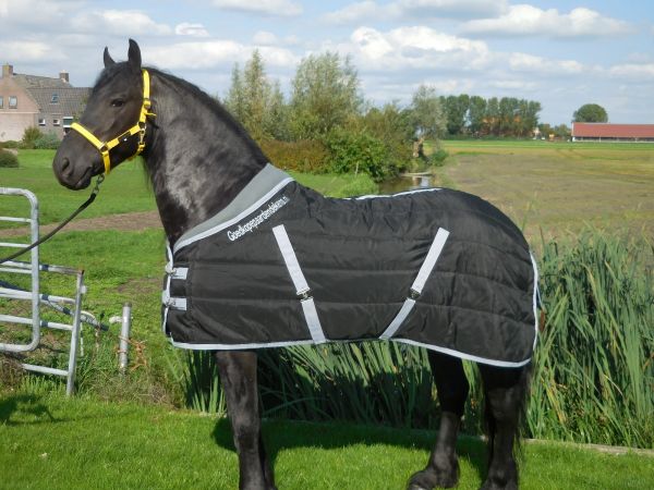 LUXE MET (150GR) GOEDKOPEPAARDENDEKENS ZWART MET GRIJS |