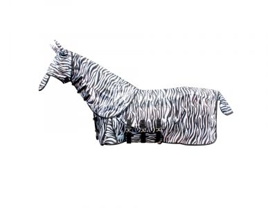 Vliegendeken met losse hals en buikflap, incl. masker Zebra