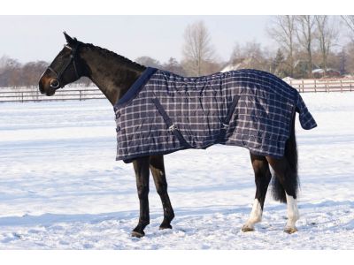 Staldeken QHP luxe met fleecekraag blauw (300gr) paardendeken