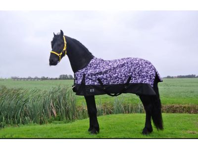 Regendeken de luxe 0 gram met fleecevoering Zwart/paars