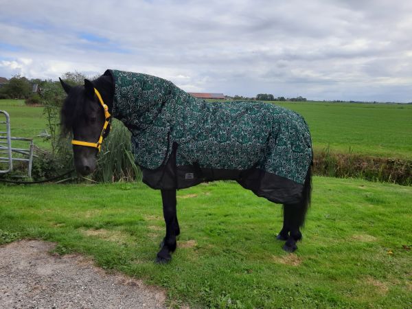 Regendeken luxe met vaste hals 300gram Green/swirl Buitendeken