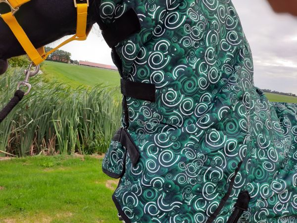 Regendeken luxe met vaste hals 300gram Green/swirl Buitendeken