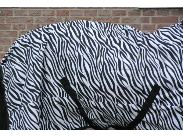 Regendeken de luxe 0 gram paardendeken met Zebra print en fleecevoering