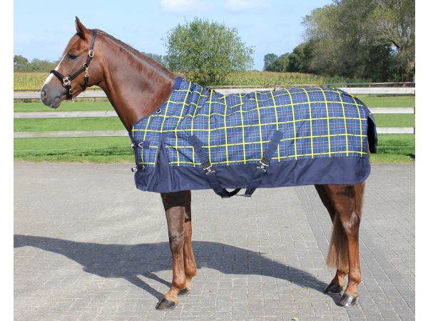 Buitendeken 300 gram Navy/gele ruit