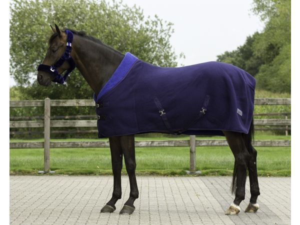 Alaska teddyfleece navy/blauw paardendeken 