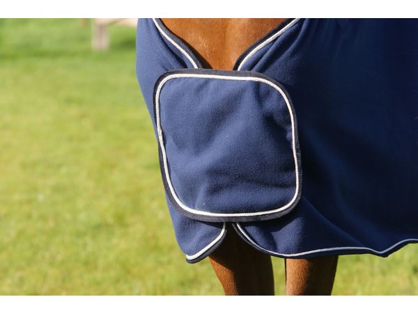 Deken fleece ornament blauw/zilver