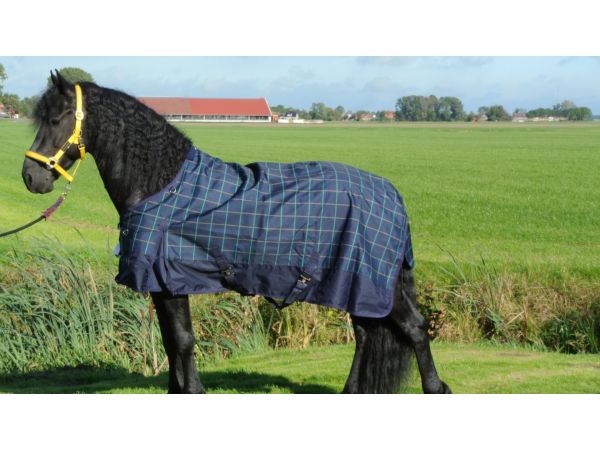 Regendeken luxe 0 gram Navie Ruit paardendeken