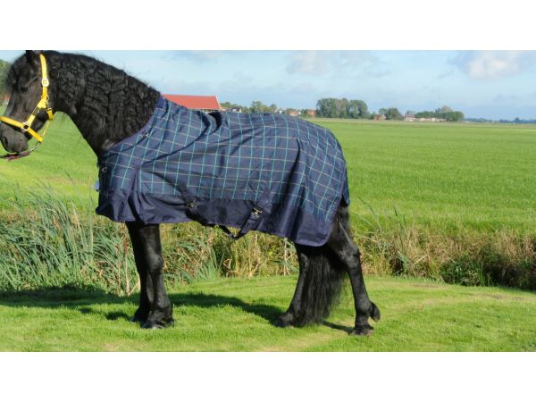 Regendeken luxe 0 gram Navie Ruit paardendeken